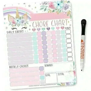 New! Unicorn Kids Chore Chart Magnetic Reward Chart for Kids Good Behavi…